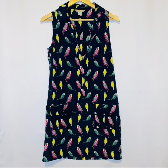 Banana Republic Bird Printed Multicolored Dress Size 2 - Picture 1 of 11